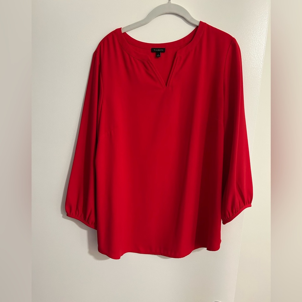 Talbots Relaxed Red 3/4 Sleeve Blouse